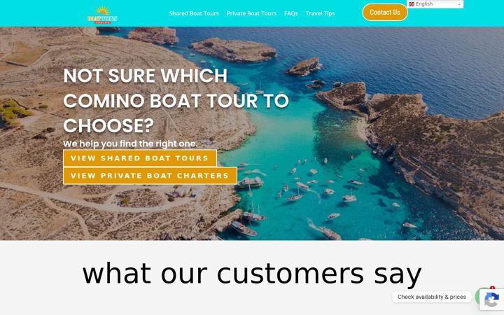 Skärmbild av boattourscomino.com