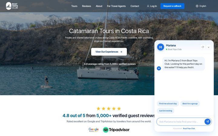 Screenshot of boattripscostarica.com