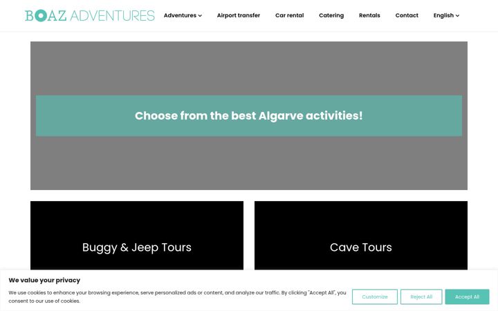 Screenshot of boazadventures.com