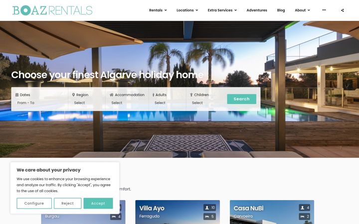 Screenshot of boazrentals.com