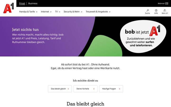 Screenshot of bob.at