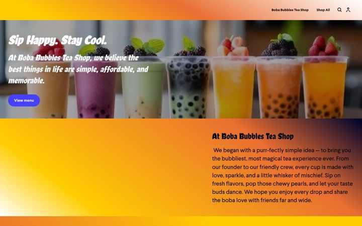 Screenshot of bobabubblesteashop.com