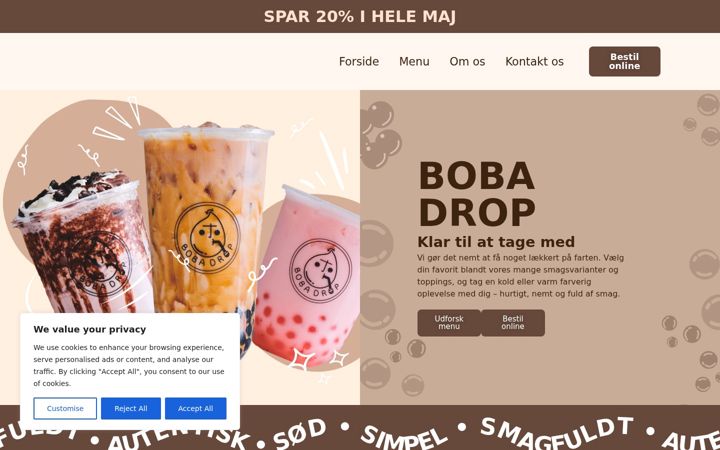 Screenshot of bobadrop.dk