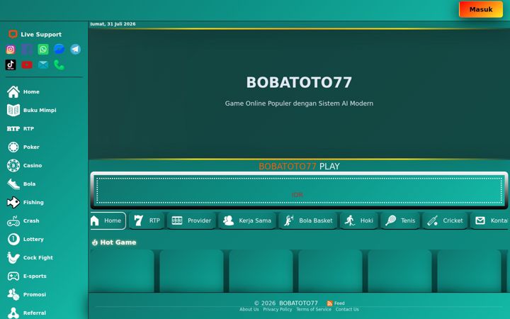 Screenshot of bobatoto77.net
