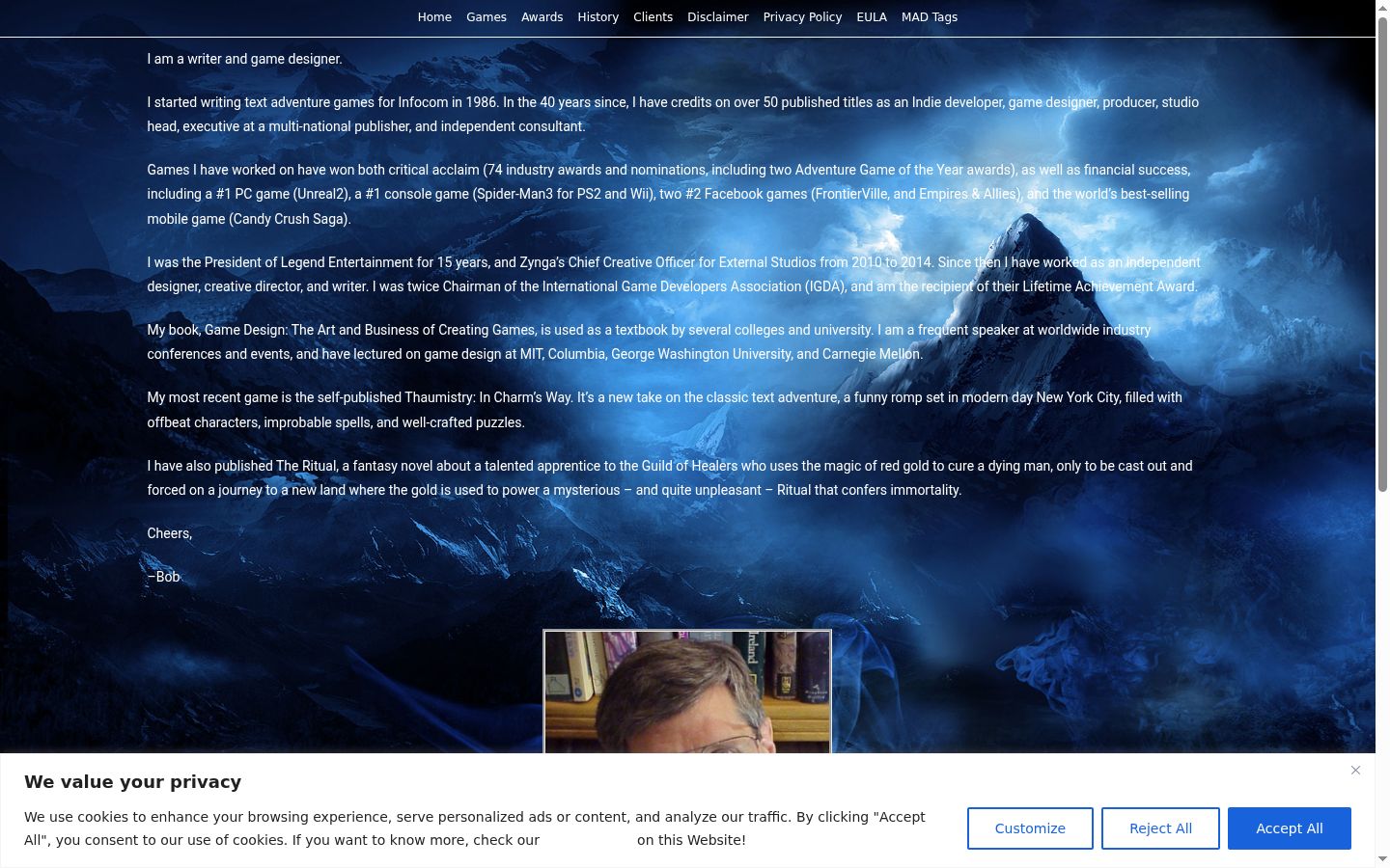 Screenshot of the consent banner shown before any interaction