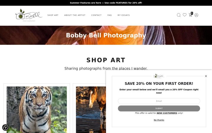 Screenshot of bobbybellphotography.com