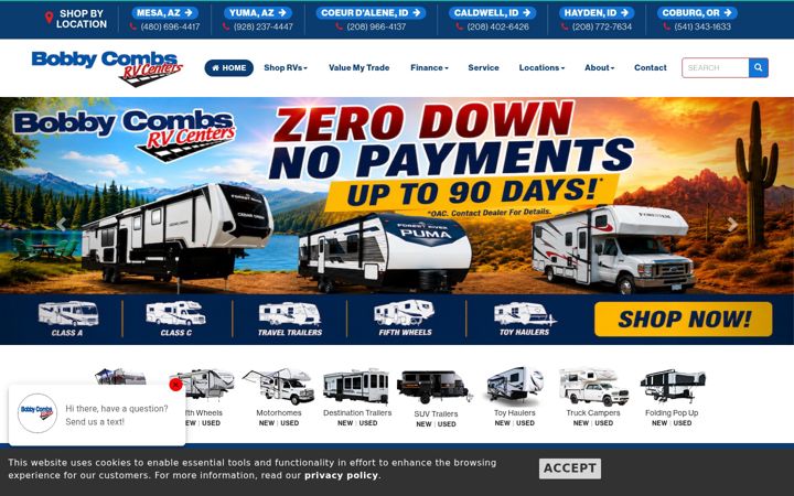 Screenshot of bobbycombsrvcenter.com