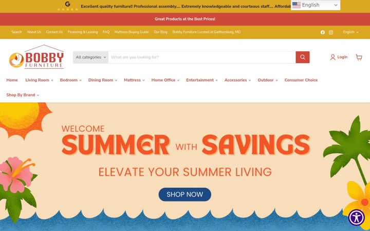 Screenshot of bobbyfurniture.com