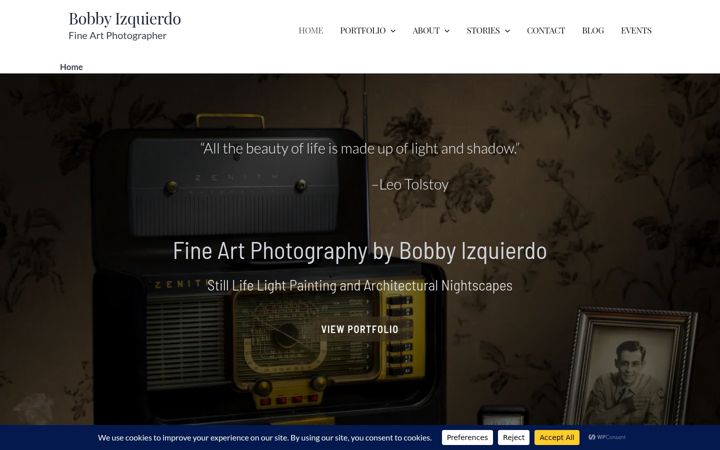 Captura de pantalla de bobbyizquierdophoto.com