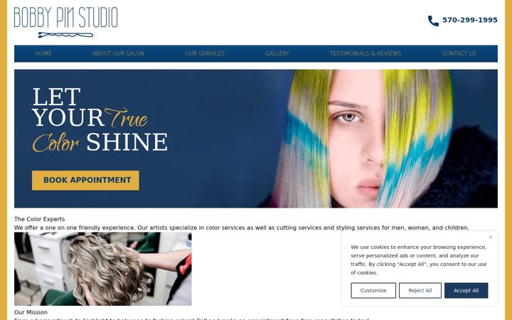 Screenshot of bobbypinstudio.com