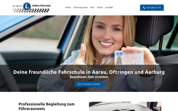 Screenshot of bobbys-fahrschule.ch