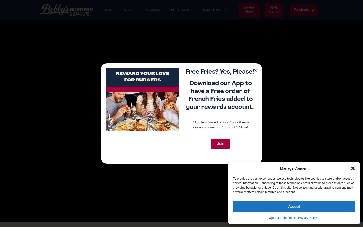 Screenshot del banner di consenso mostrato prima di qualsiasi interazione