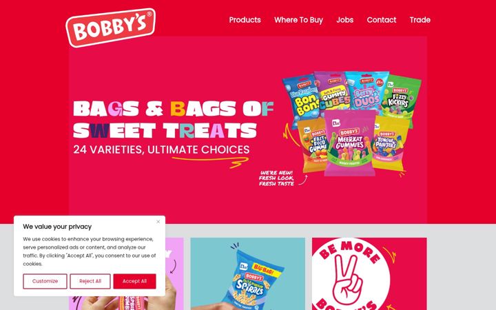 Screenshot of bobbysfoods.co.uk