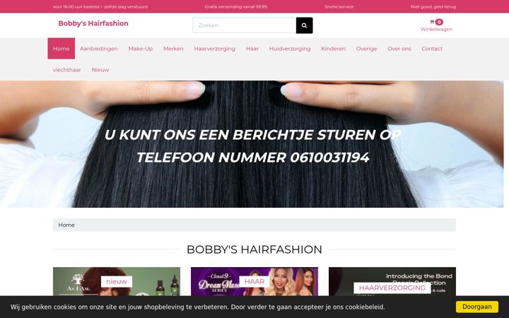 Screenshot of bobbyshairfashion.nl