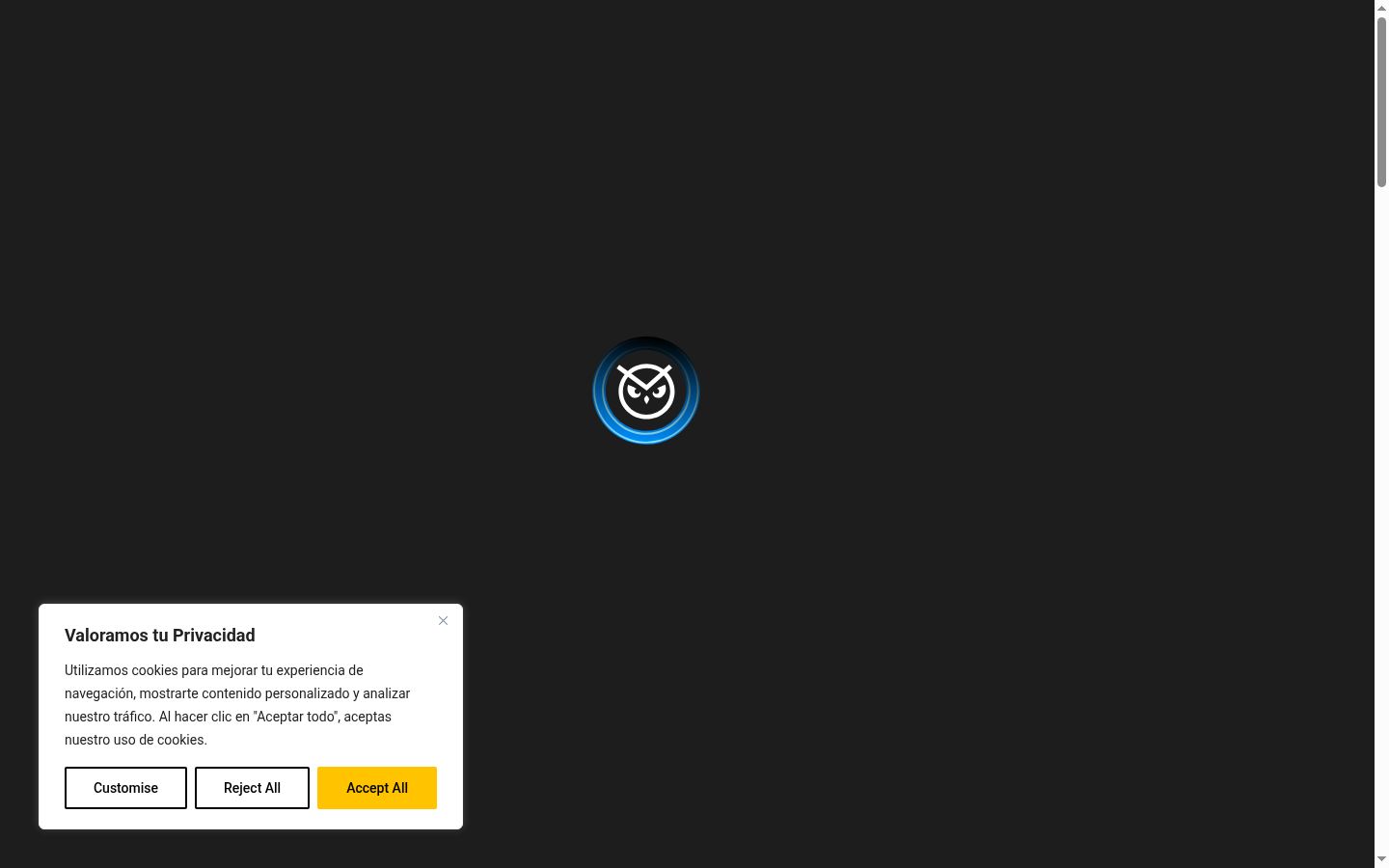 Screenshot del banner di consenso mostrato prima di qualsiasi interazione