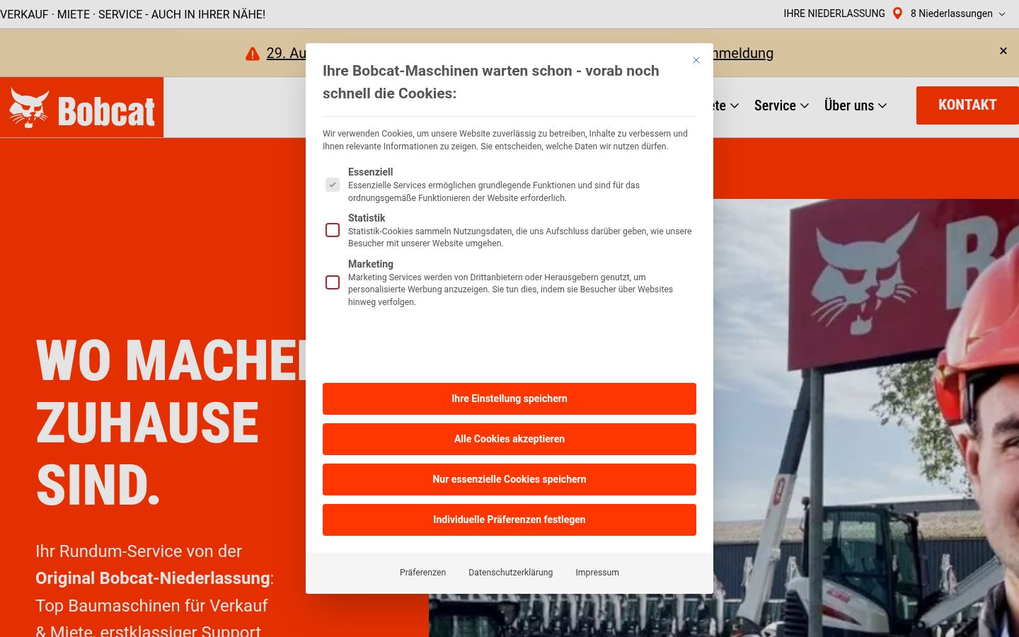 Screenshot del banner di consenso mostrato prima di qualsiasi interazione