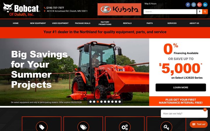 Screenshot von bobcatofduluth.com