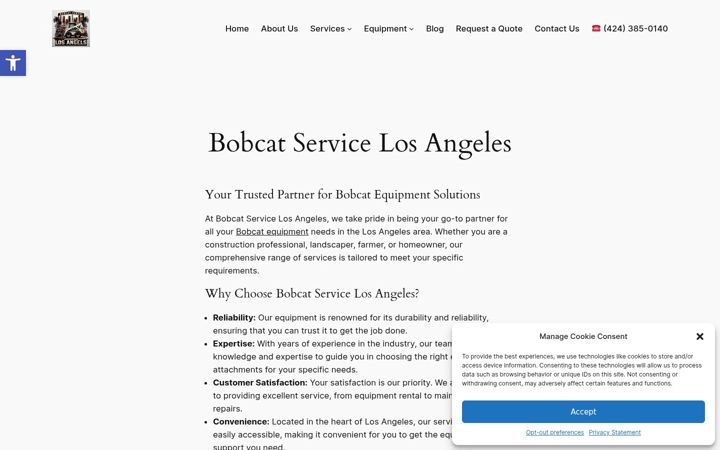 Screenshot of bobcatservicelosangeles.com