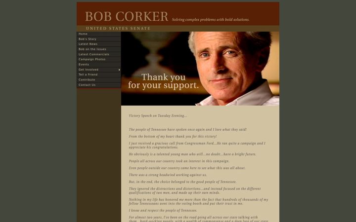 Screenshot of bobcorkerforsenate.com