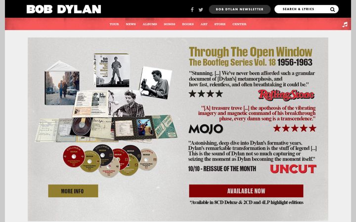 Screenshot of bobdylan.com