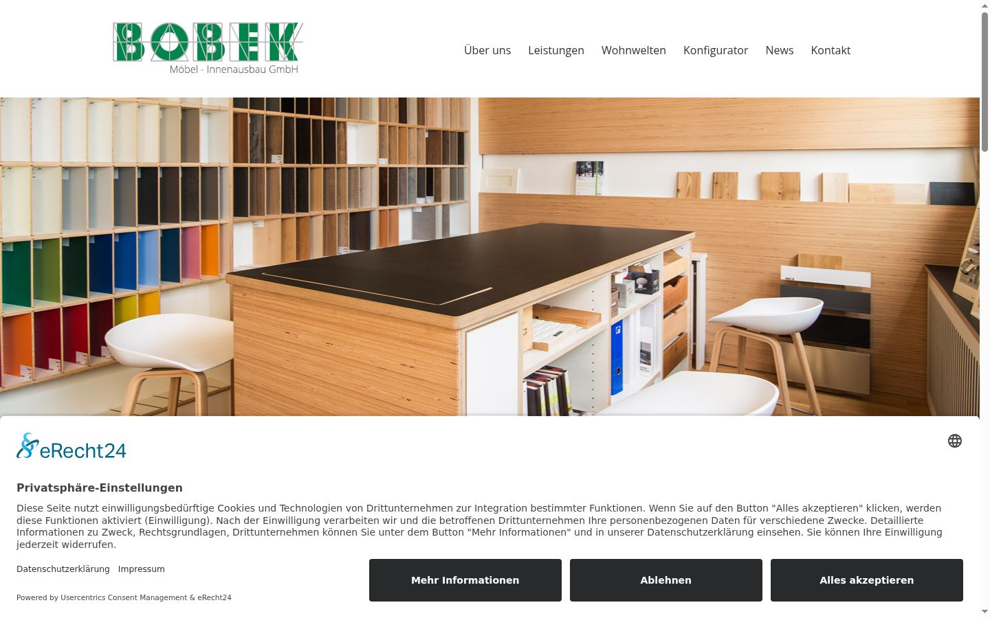 Screenshot des Einwilligungsbanners vor jeglicher Interaktion