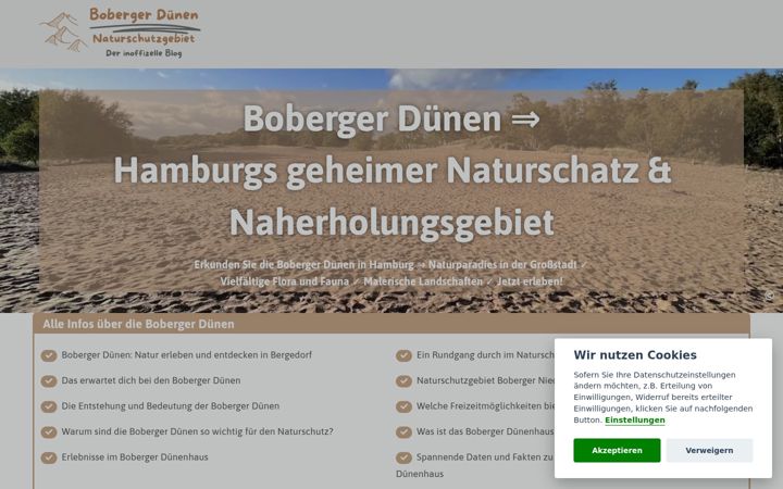 Screenshot of boberger-duenen.de