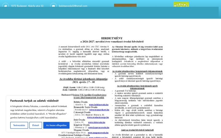 Skärmbild av bobitaovoda.hu