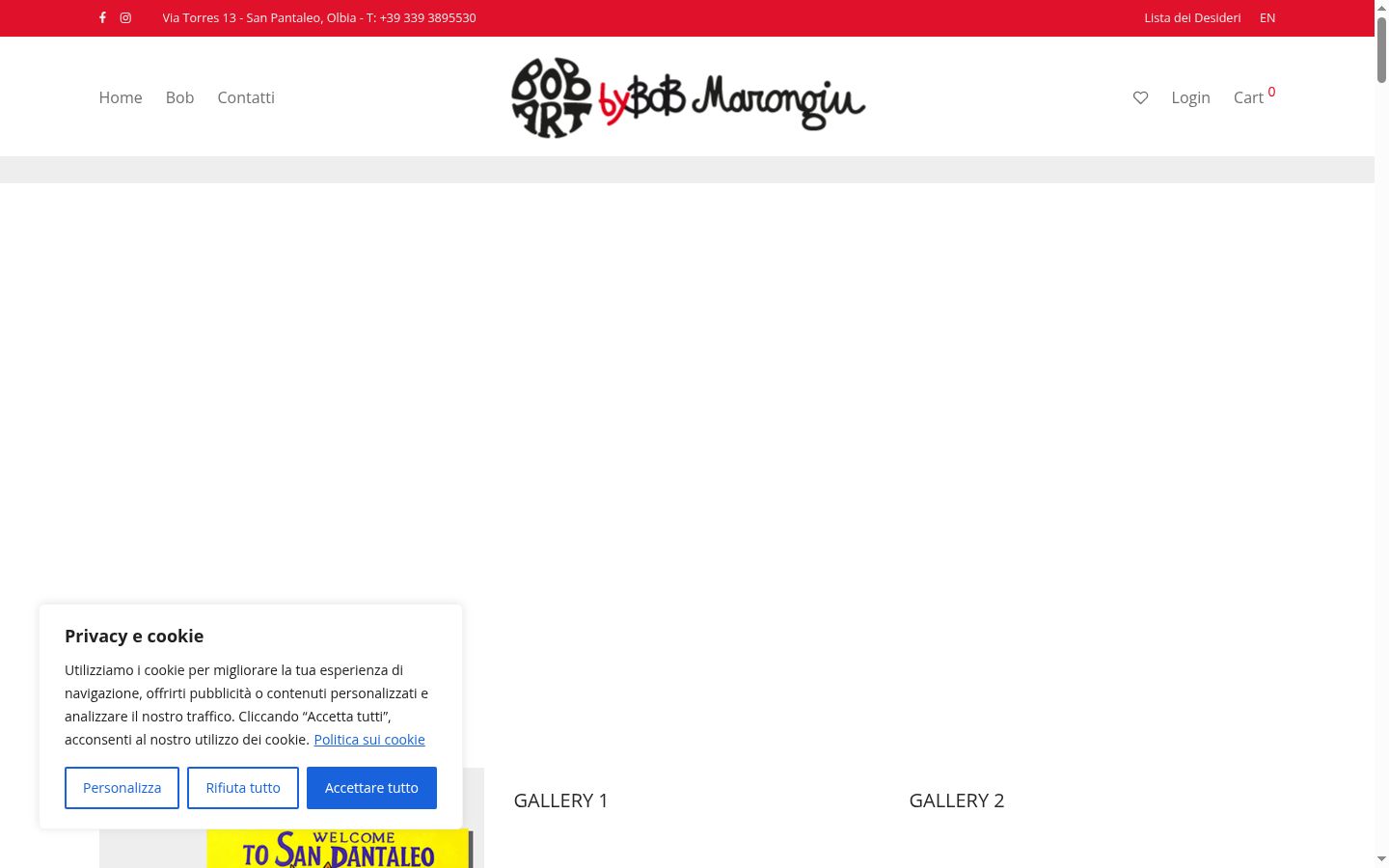 Screenshot del banner di consenso mostrato prima di qualsiasi interazione