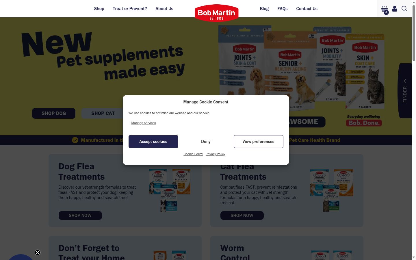 Screenshot of the consent banner shown before any interaction