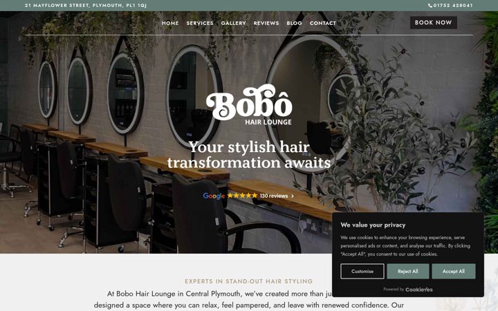 Screenshot of bobohairlounge.co.uk