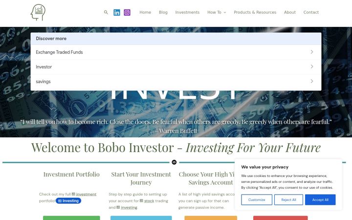 Screenshot of boboinvestor.com