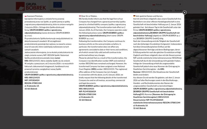 Screenshot di bobrek.com.pl