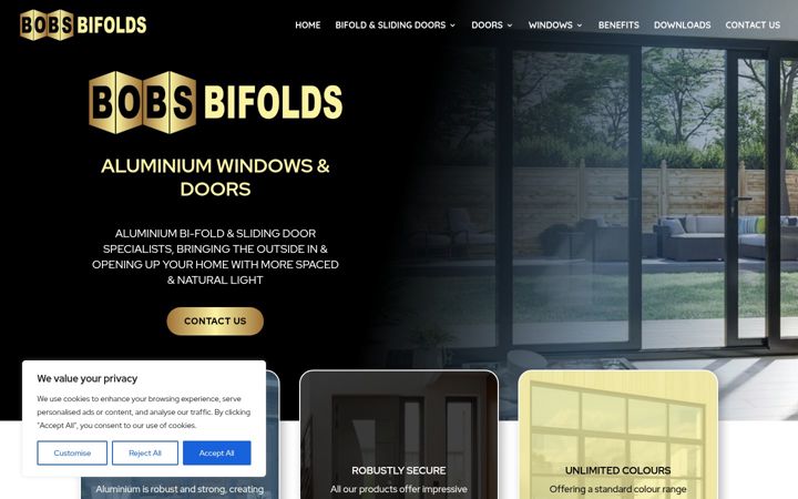 Screenshot of bobsbifolds.co.uk