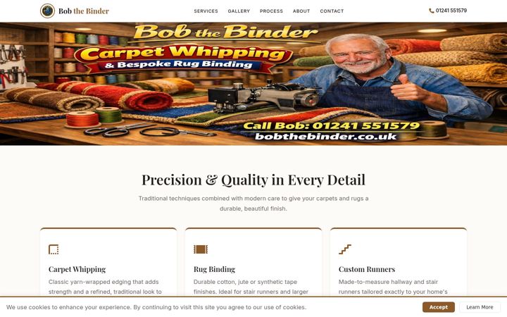 Screenshot of bobthebinder.co.uk