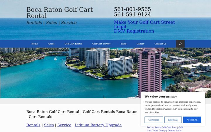 Екранна снимка на bocaratongolfcartrental.com