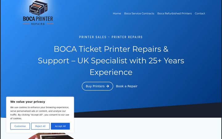 Screenshot of bocarepairs.co.uk