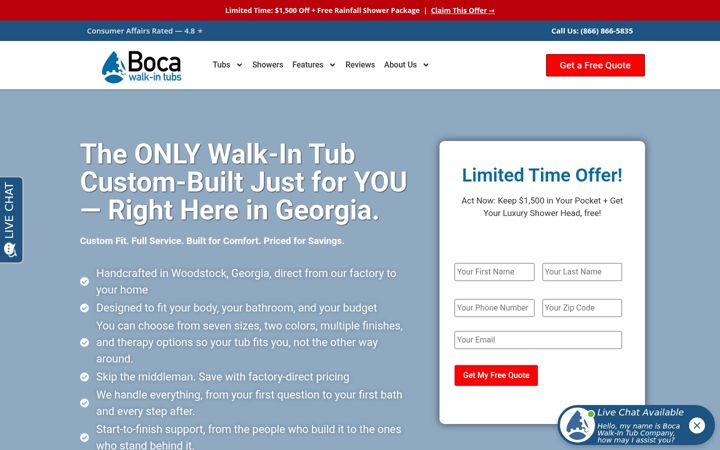 Екранна снимка на bocawalkintubs.com