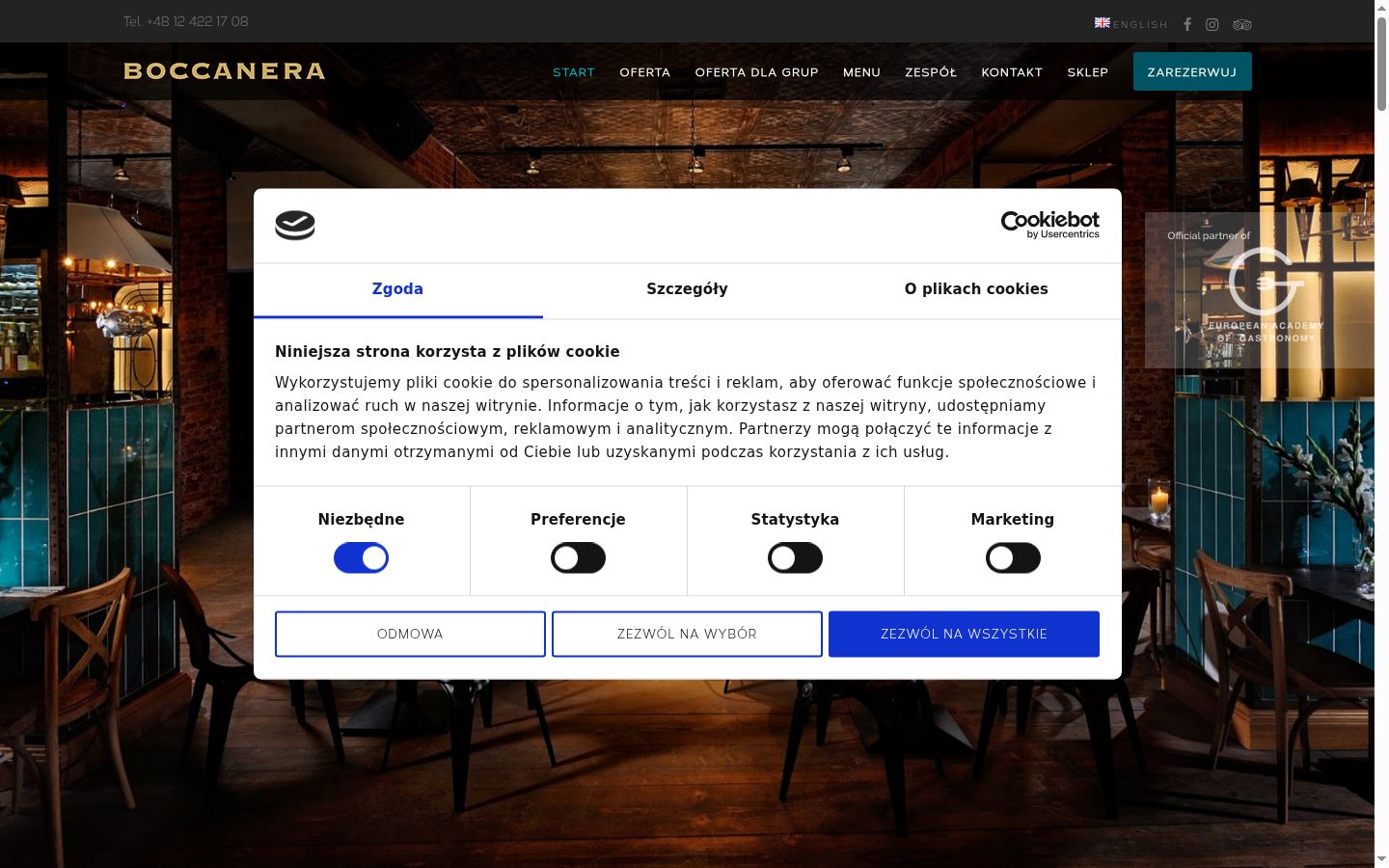 Screenshot del banner di consenso mostrato prima di qualsiasi interazione