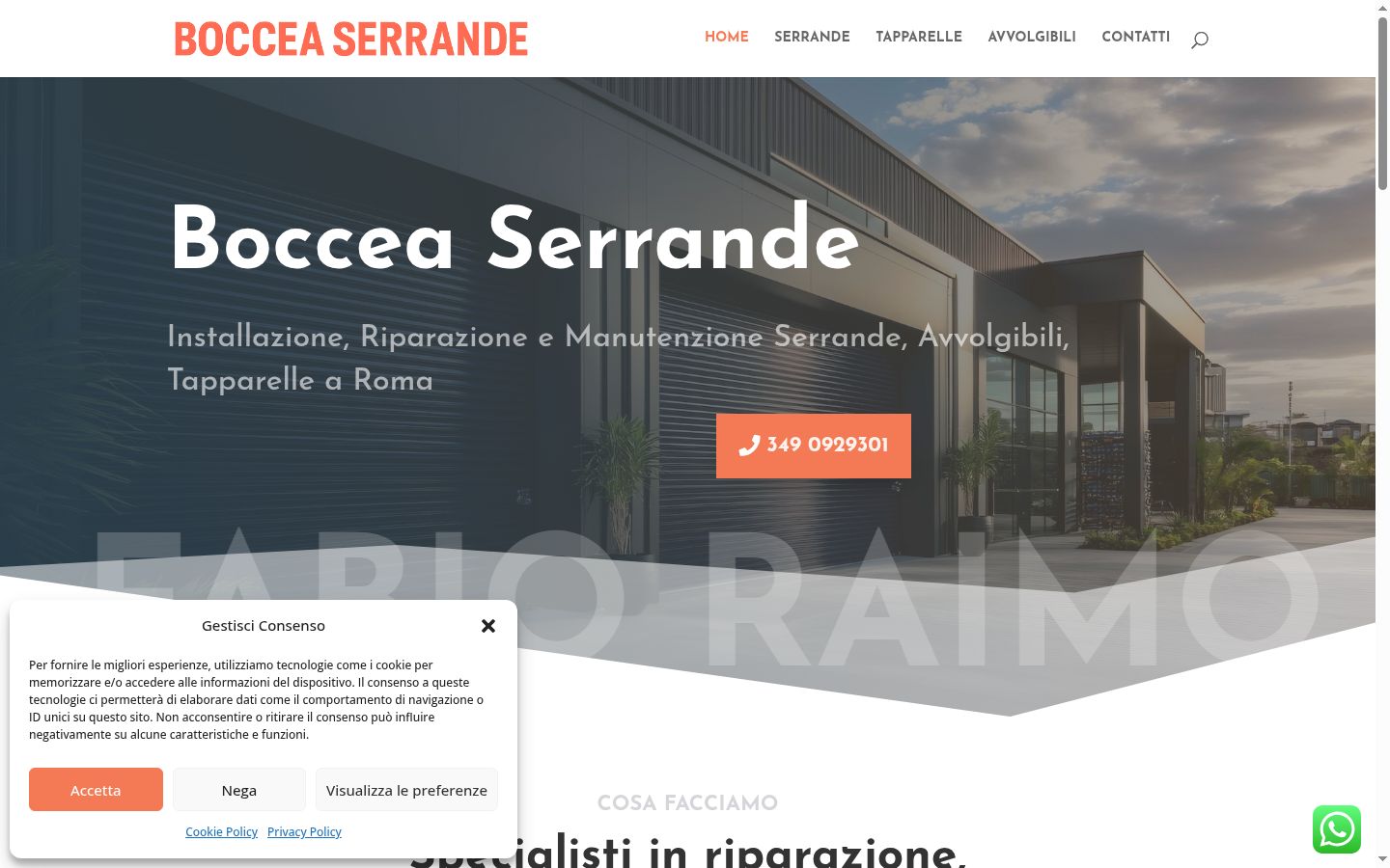 Screenshot del banner di consenso mostrato prima di qualsiasi interazione