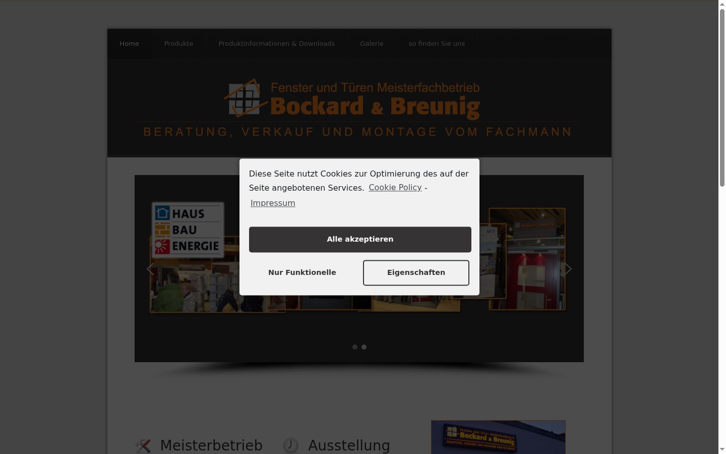 Screenshot des Einwilligungsbanners vor jeglicher Interaktion