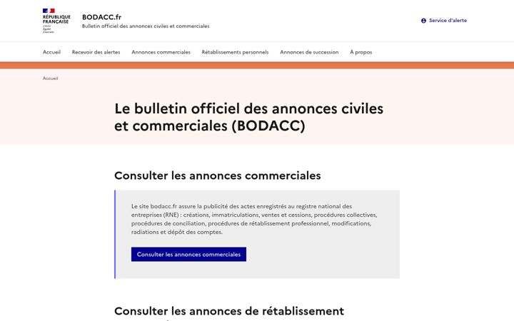 Screenshot of bodacc.fr