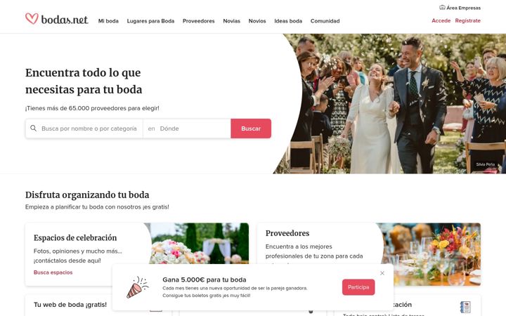 Screenshot von bodas.net