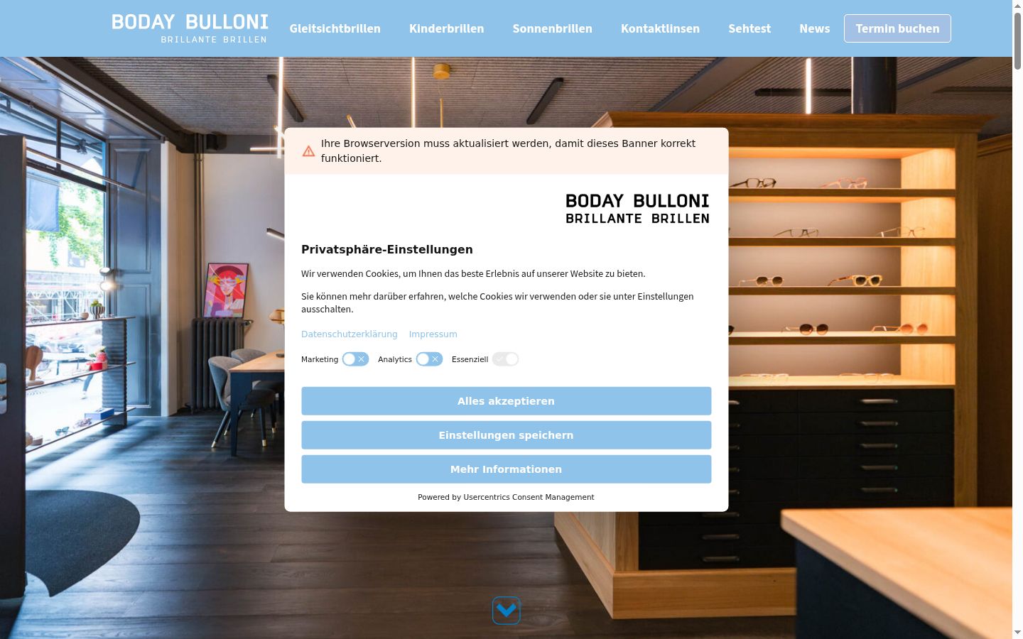 Screenshot of the consent banner shown before any interaction