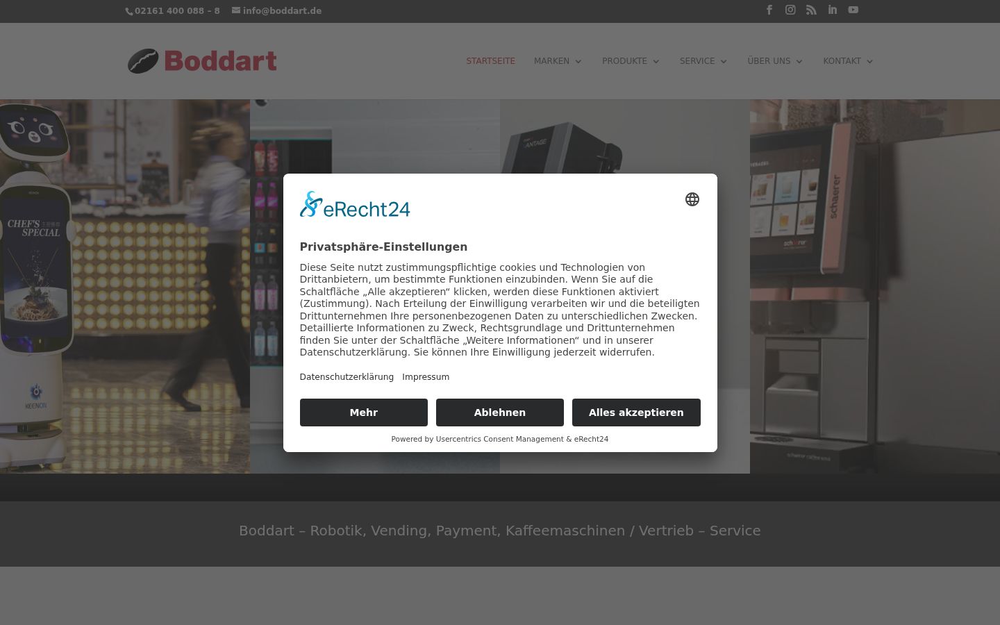 Screenshot des Einwilligungsbanners vor jeglicher Interaktion