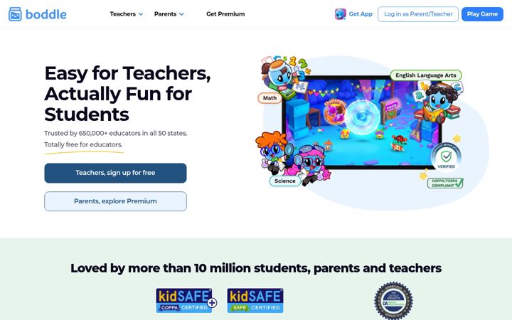 Screenshot of boddlelearning.com