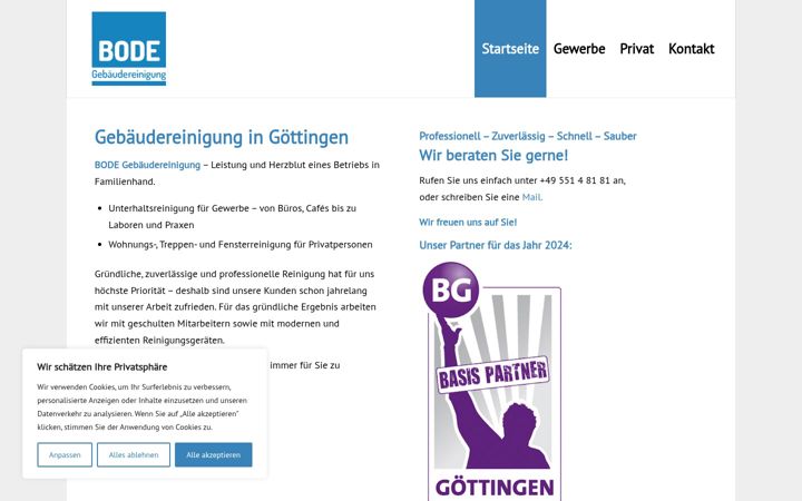 Ekraanipilt saidist bode-gebaeudereinigung.de