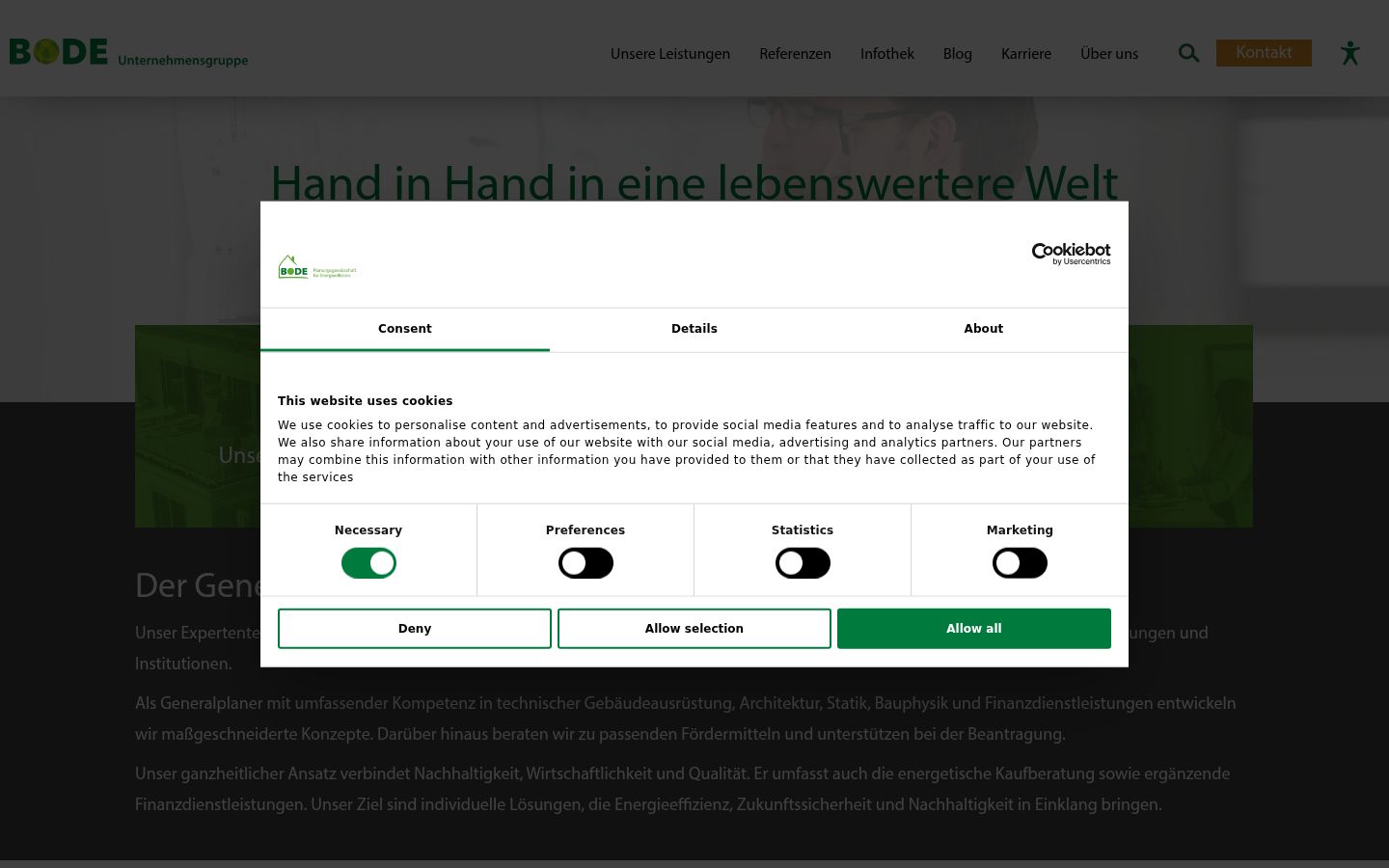 Screenshot of the consent banner shown before any interaction
