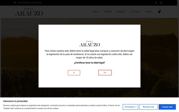 Screenshot of bodegaarauzo.com