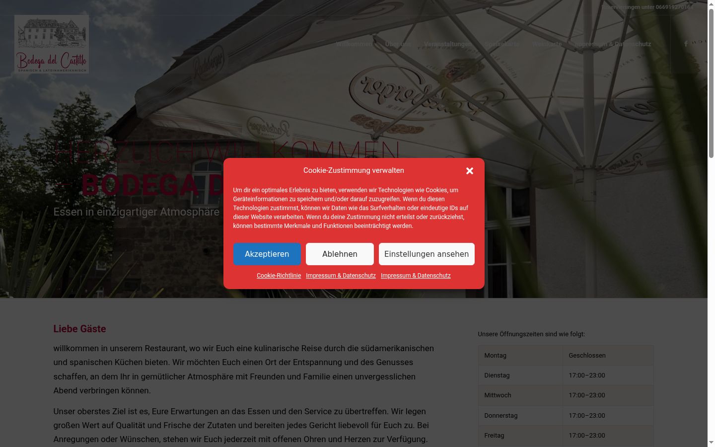 Screenshot of the consent banner shown before any interaction