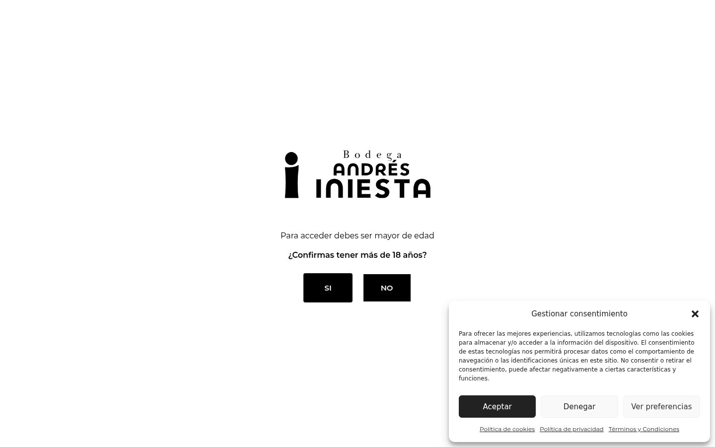 Captura de pantalla del banner de consentimiento mostrado antes de cualquier interacción